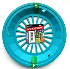 New Colorful Paper Plate Holders(Set of 4)Picnic BBQ Camping Pool Luau ~ Aqua