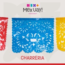 Banners de fiesta Charreria ~ Paquete de 3 pancartas de 18 pies cada una - Papel picado de plástico.