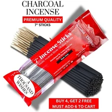 7''  Incense Sticks  Heavily Scented Quality Hand Dipped 100 CHARCOAL Sticks