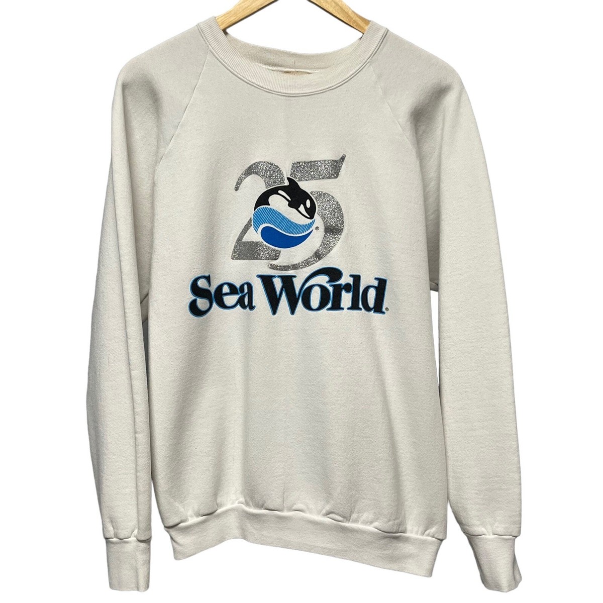 Vintage 90s SeaWorld 25th Anniversary Orca Glitter Print