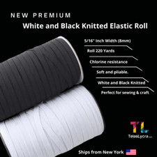 Premium Elastic Bands for Sewing 5/16″ Width (8mm) White and Black 220YD By ROLL