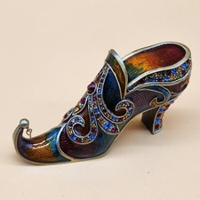 Crystal Rhinestones Bejeweled Enameled Shoe Jewelry/Trinket Box Figurine