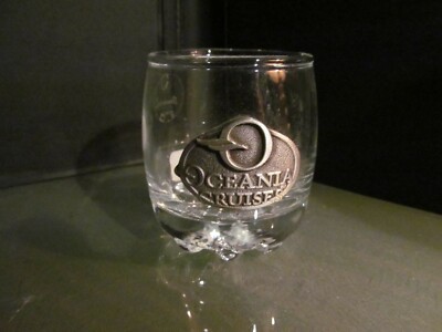 OCEANIA CRUISE Line CRYSTAL shot glass PEWTER logo Pasabahce Turkey souvenir NWT