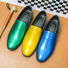 Mens British Pointy Toe Bright Dress Business Casual Slip On Wedding Shoes New
