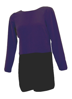 BCBGeneration Dress Black & Cobalt Color Block Drop Waist Button Down Back Sz 0