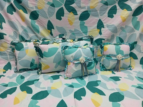 Luxury Sheets Set Queen Size 5pc with Pillow Covers & Cushions Glace Cotton. - Picture 8 of 9