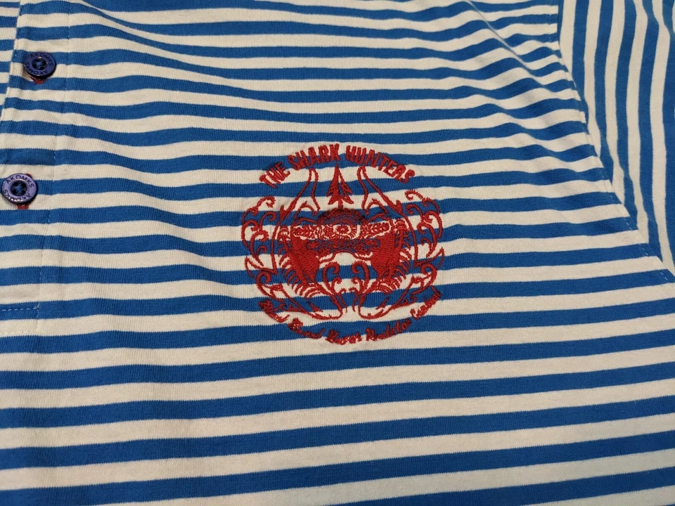 Akademiks Polo Shirt Mens XXXL 3XL Baggy Hip Hop Striped Shark Hunters - Image 4 of 4