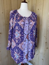 Lucky Brand Peasant Blouse. Colorful. Lightweight. Women s 1X 16-18