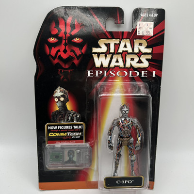 STAR WARS EPISODE 1   C-3PO ACTION FIGURE WITH COMMTECH CHIP HASBRO 1999 NEW