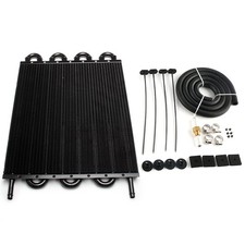 8 Pass Tube and Fin Transmission Cooler Universal 5/16" Oil Cooler Kit Alumin...