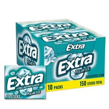 EXTRA Polar Ice Sugarfree Gum, 15 Sticks Pack of 10 