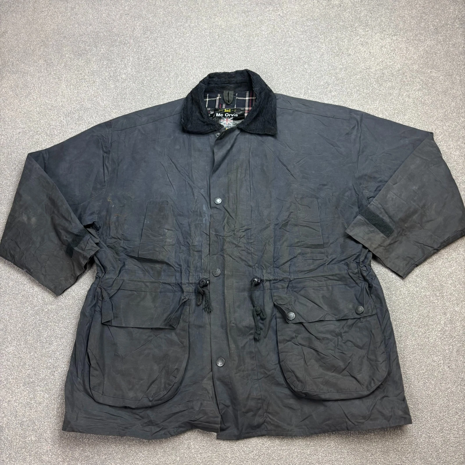 Wax Jacket Adult X Large Blue Hunting Country Outdoors Waterproof Coat Men*