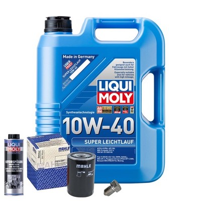 Motoröl 10W40 LIQUI MOLY 5L+MAHLE Ölfilter+Spülung+Ölablassschraube