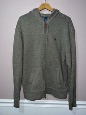 VINTAGE 1990 s POLO RALPH LAUREN ZIP UP GRAY HOODIE XL