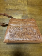 Vintage Hand Tooled Leather Purse Aztec Mayan Theme