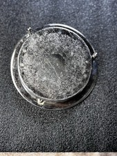 Coaster Set Embossed Silver-plate with Black Leather Vinyl Bottom 5  Holder