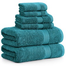 100 Cotton 6 Piece Bath Towel Set - Ring Spun, Quick Dry, Super Soft Highl...