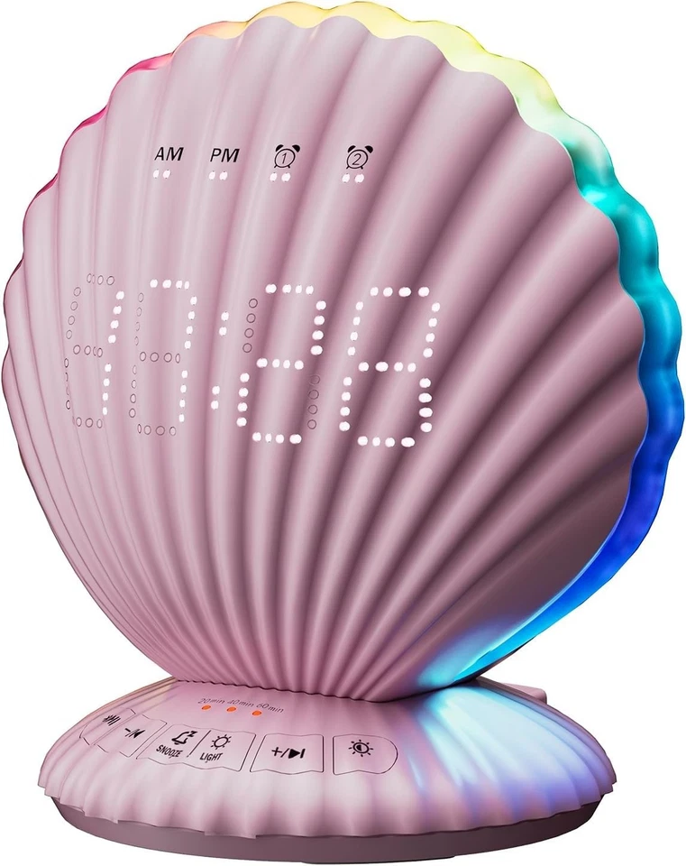 Alarm Clock Bluetooth Speaker White Noise Night Light RGB Bedroom Decor - Image 3 of 4