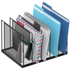 File Organizer for Desk 5Section Vertical File Sorter Paper Holder Black
