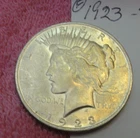 1923 PEACE SILVER DOLLAR +F+ Very Good detail
