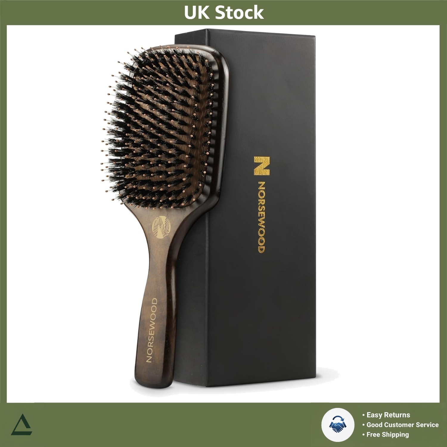 Boar Bristle Hair Brush Set for All Hair Types
