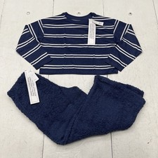Gap Blue Striped Chenille Long Sleeve  Pants Pajama Set Boys Size 6 NEW