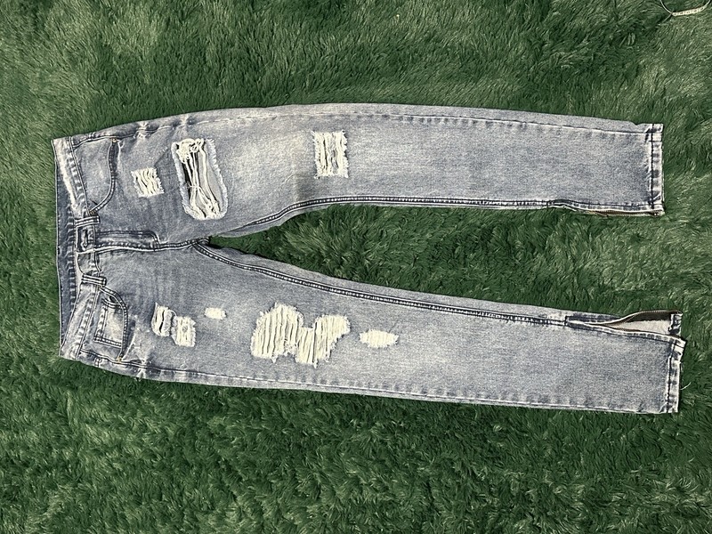 Young & Reckless Jeans Mens 32 Ripped Skinny Fit Light Wash Zip Ankle Denim