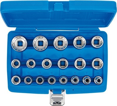 BGS! Steckschlüssel Satz 1/2 Zoll 19x Nüsse Vielzahn Torx Zoll E-Profil Nuss Set