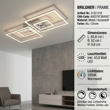 Briloner LED Deckenleuchte Frame Alu Chrom 65x52cm 44W Dimmbar Switch-Dimmer War