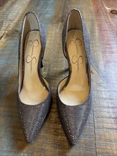 JESSICA SIMPSON Sparkly D'Orsay Party 4 Heels Size 6M 36EU Pointed Toe Glittery
