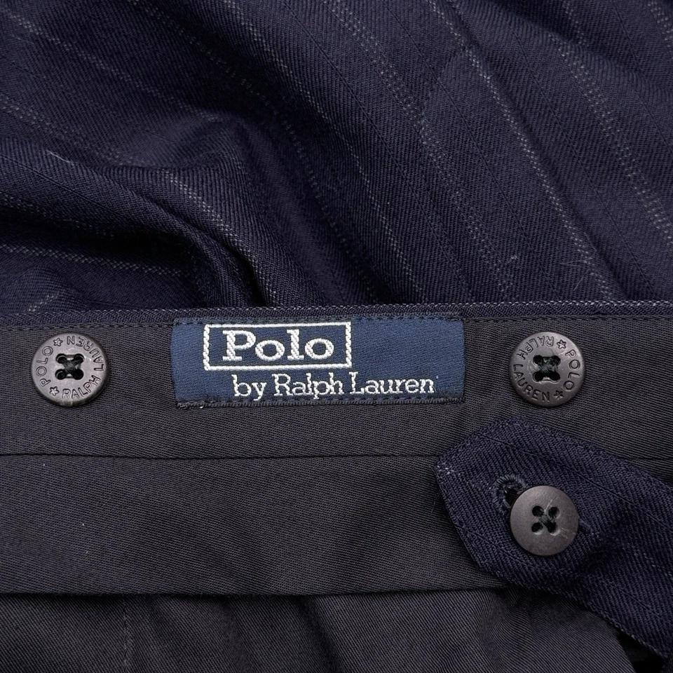 Polo Ralph Lauren Dress Pants Mens 44R Blue Pinstripe Pleated - Image 4 of 4