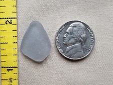 GENUINE BEACH SEA GLASS SURF TUMBLED SILVER GRAY GREY SMOKE FROSTED MEDIUM T01