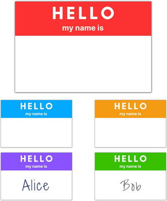 250 Stück - Hello My Name Is Sticker, Namensschilder Aufkleber - 75 x 50 mm, 5 F