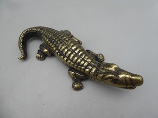 Vintage Cast Iron Brass Effect Crocodile Cigarette & Match Holder Box Desk
