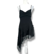 Kimchi Blue Women’s Black Asymmetrical Chiffon Mini Dress M Fairy Grunge Y2K