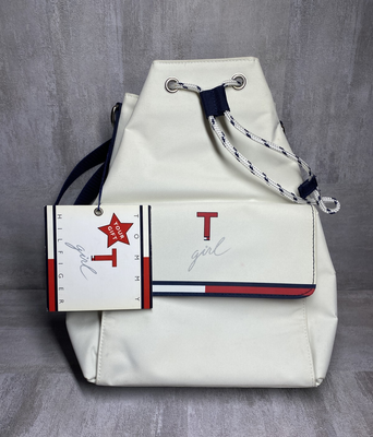 Tommy Hilfiger T Girl Bag Womens White Red Blue Drawstring 