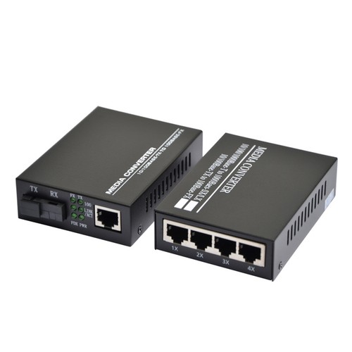 10/100M Single Mode 3KM 4 RJ45 and 1 SC fiber Port Optic Media Converter f - Afbeelding 6 van 11