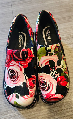 KLOGS Floral Rose Print Slip-On Comfort Clogs Multicolor Women s 8.5 M