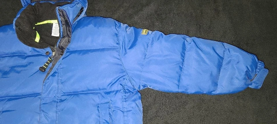 GAP Puffer Jacket Coat Youth Size 7-8 7 8 Hooded Fleece Interior Blue Black - Image 4 of 4
