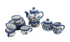 Blue Rose Polish Pottery Scarlett Miniature Tea Set