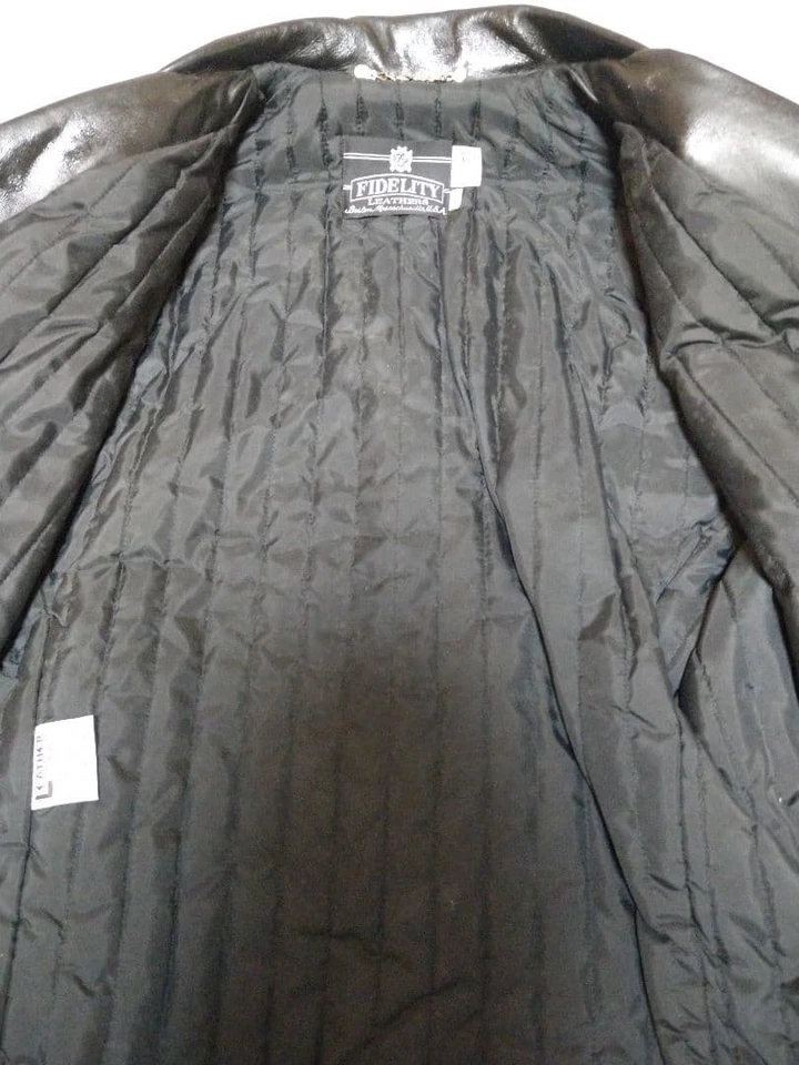 Used Fidelity Leather Riders Jacket Size 40 Black Length 68cm - Image 2 of 4