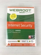 Webroot Secure Anywhere - Internet Security - 3 Devices - PC/Mac - Brand New