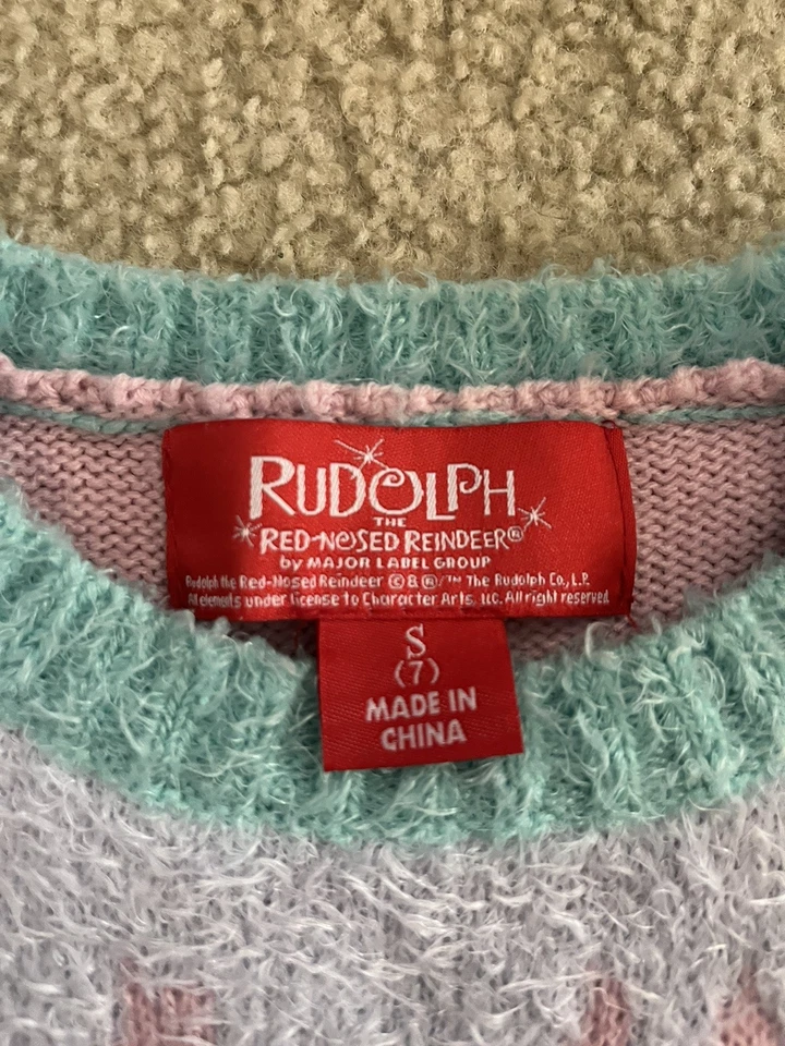 Suéter Pullover Rudolph el Reno Nariz Roja Niñas Talla 7 Foto 2 de 4