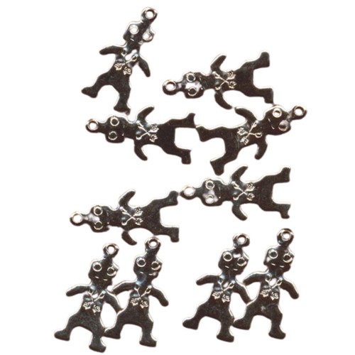 Kachina Tiki Charms with Loops Vintage Set of 10 Original Metal Chromed Toys