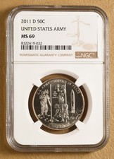 2011 D United States Army Commemorative Half Dollar NGC MS69