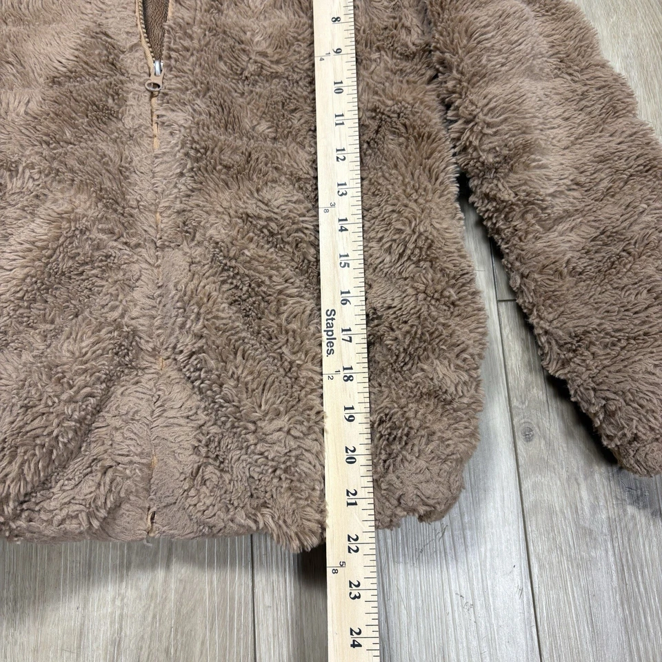 Abrigo American Widgeon Niñas Talla 12 Marrón Imitación Piel Felpa Cálido Cremallera Completa Sudadera con Capucha Foto 4 de 4