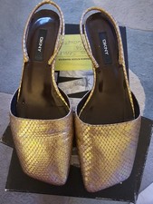DKNY Kitten Heel Sling Shoes Size 6. Colour -Dragonfly