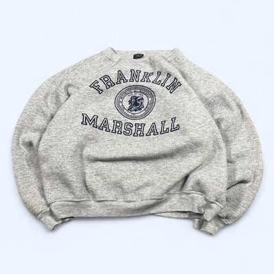 90s Franklin & Marshall Flock Print Crewneck Sweatshirt Grey Men's Size