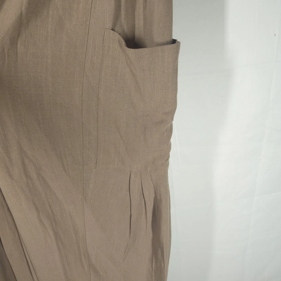 Tarse Womens Linen Blend Harem Pants Size L Tan Drawstring Waist Yoga Lounge - Image 4 of 4