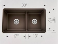 New BLANCO kitchen sink ; undermount 60/40 double basin in cafe warm brown